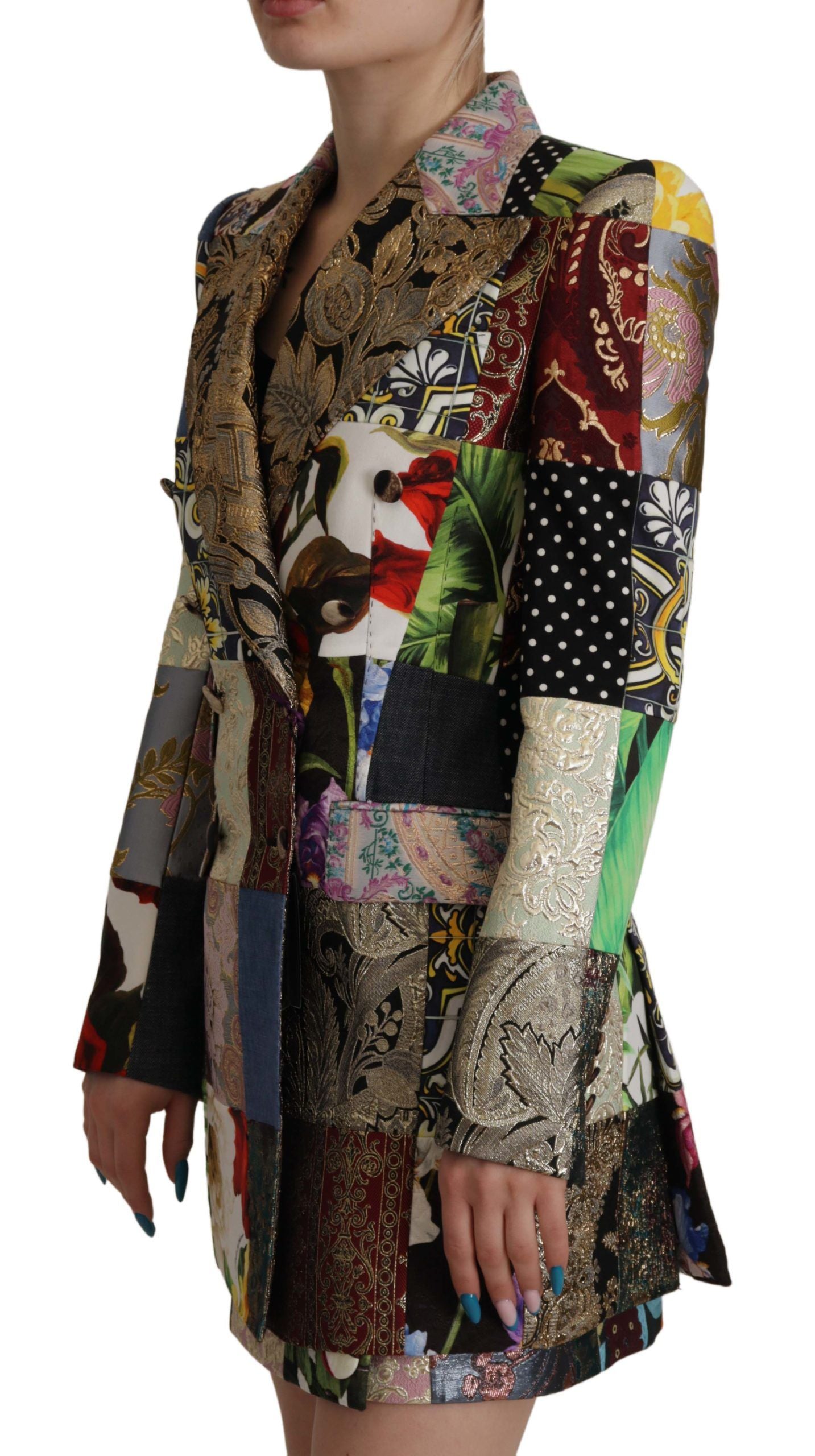 Elegante chaqueta blazer de patchwork multicolor
