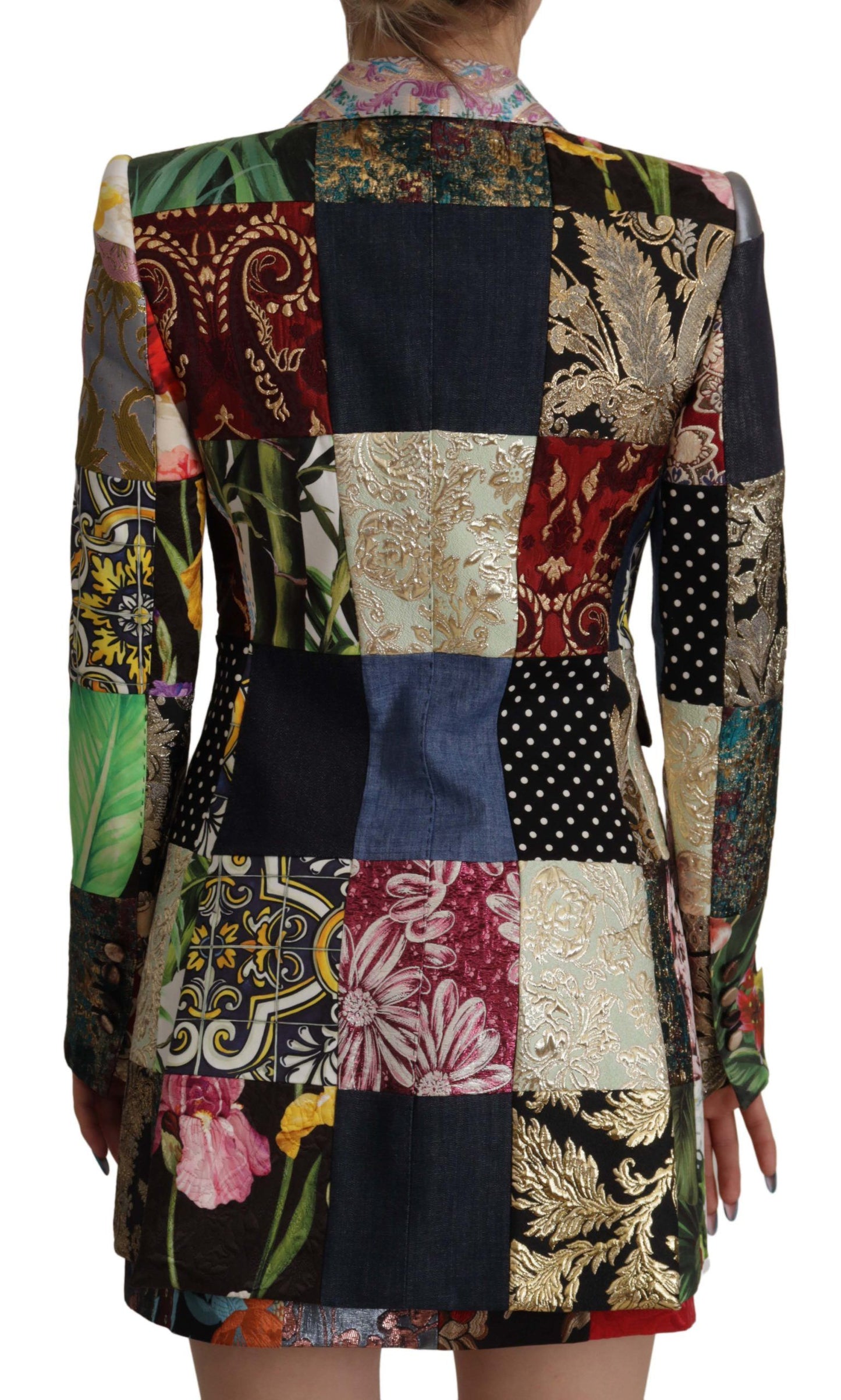 Elegante chaqueta blazer de patchwork multicolor