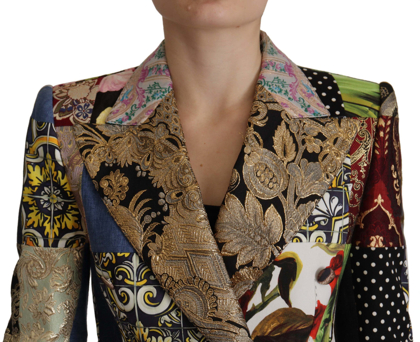 Elegante chaqueta blazer de patchwork multicolor