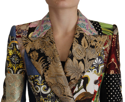 Elegante chaqueta blazer de patchwork multicolor