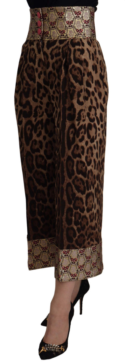 Pantalones de jacquard de leopardo con cintura alta