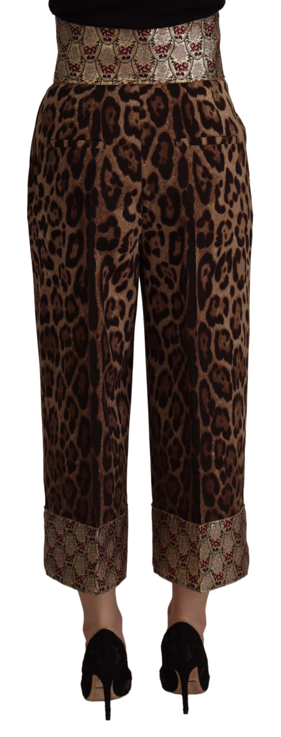 Pantalones de jacquard de leopardo con cintura alta