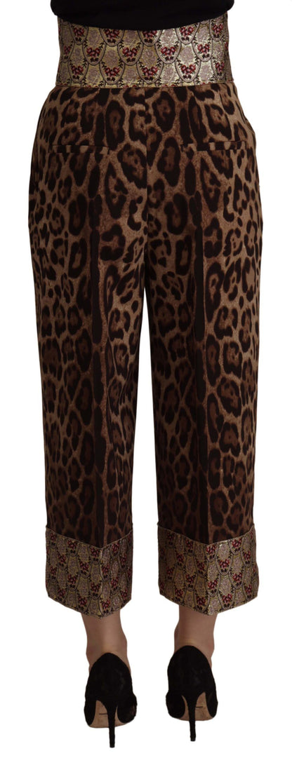 Pantalones de jacquard de leopardo con cintura alta