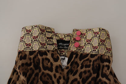 Pantalones de jacquard de leopardo con cintura alta