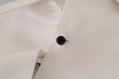 White Sleeveless Tuxedo Formal Blouse Top