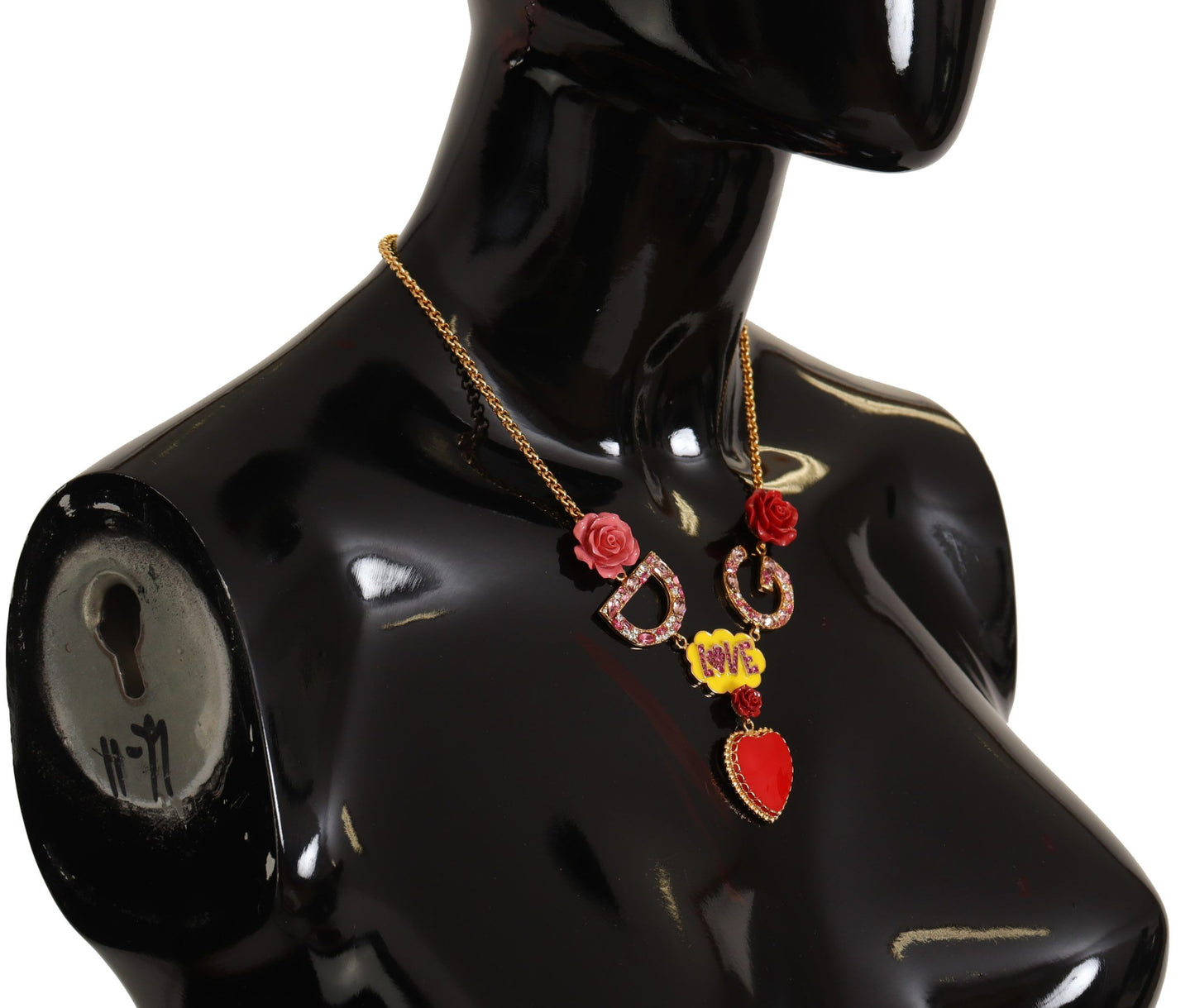 Glamoroso collar con dije de cristal dorado
