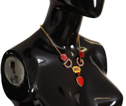 Glamoroso collar con dije de cristal dorado
