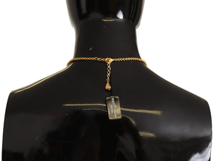Glamoroso collar con dije de cristal dorado