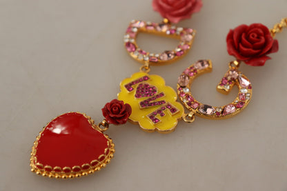 Glamoroso collar con dije de cristal dorado