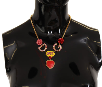 Glamoroso collar con dije de cristal dorado