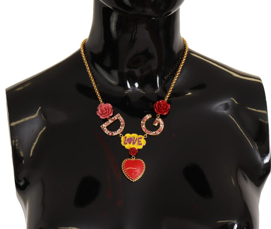 Glamoroso collar con dije de cristal dorado
