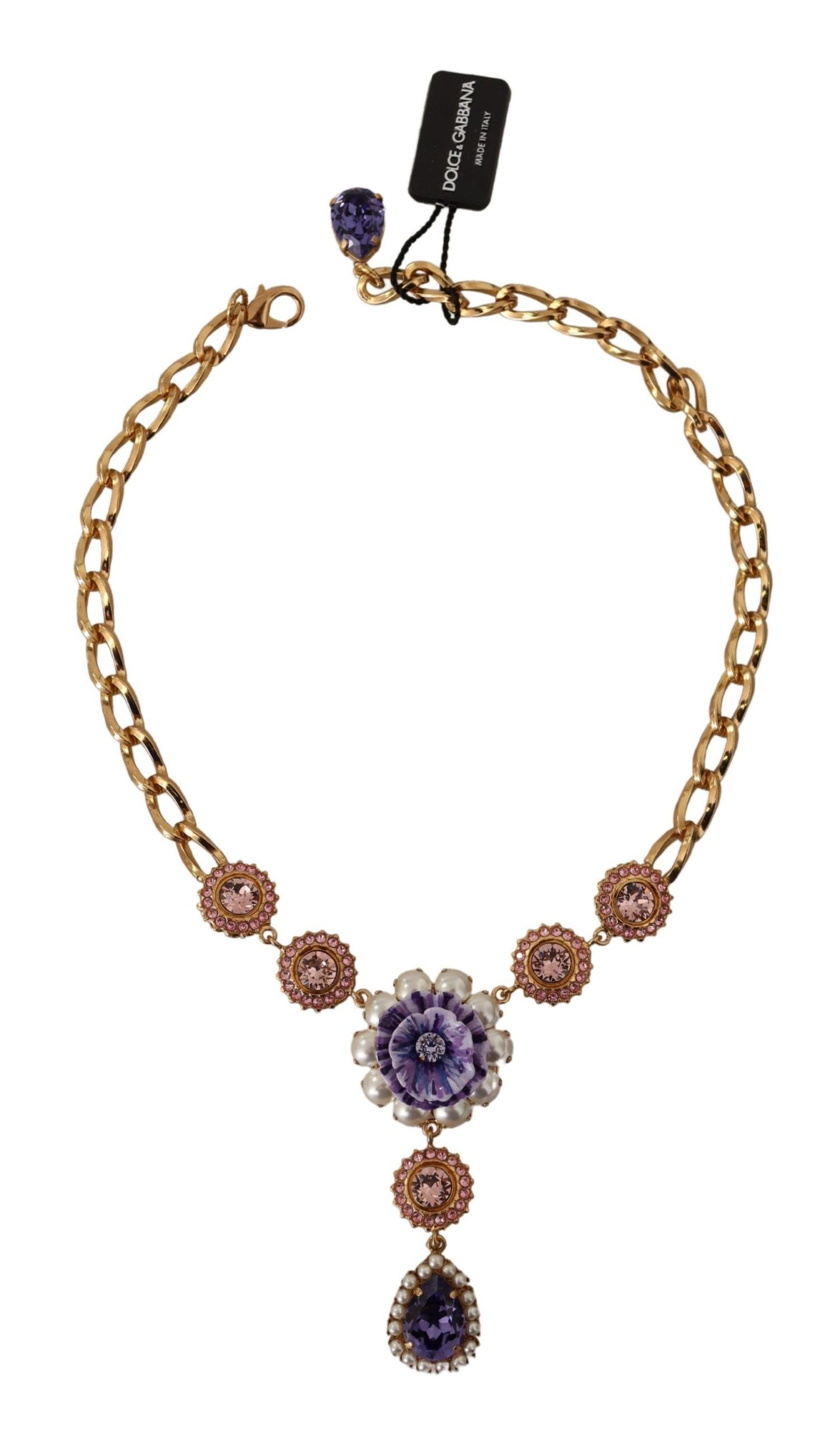 Elegante collar con declaración de cristal floral