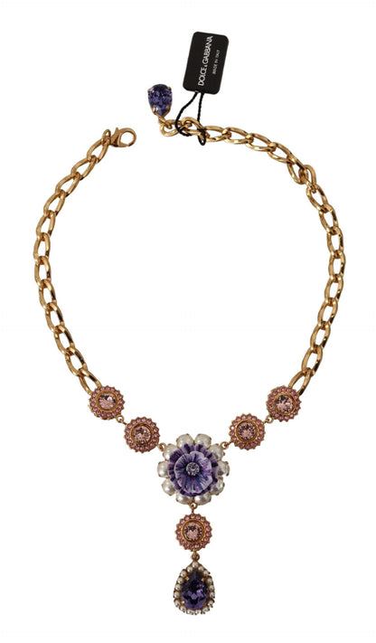 Elegante collar con declaración de cristal floral