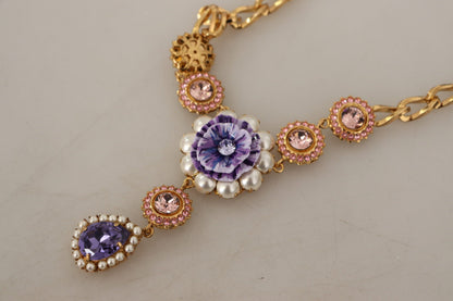 Elegante collar con declaración de cristal floral