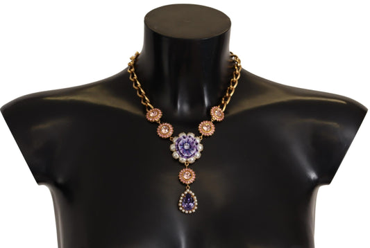 Elegante collar con declaración de cristal floral