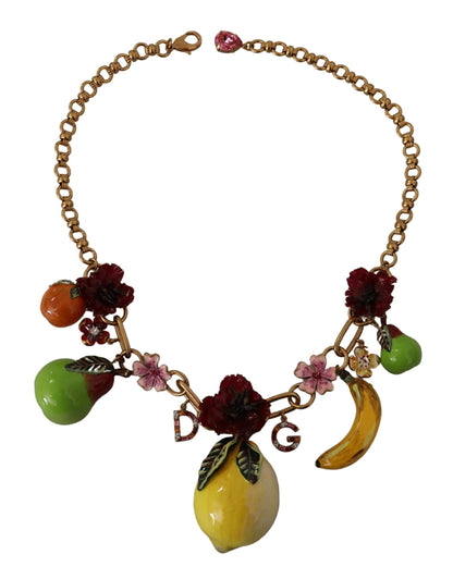 Elegante collar dorado con fruta siciliana