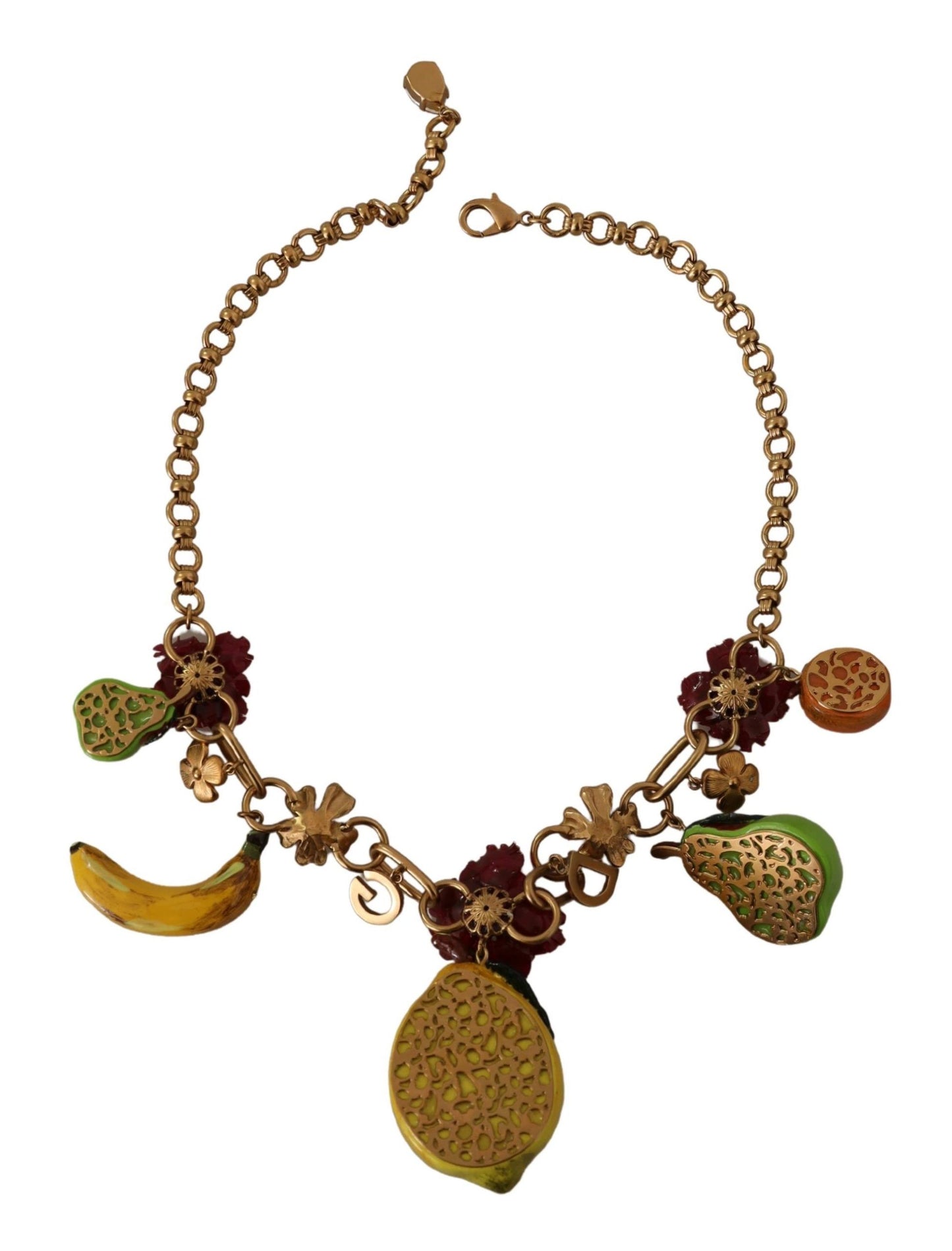 Elegante collar dorado con fruta siciliana