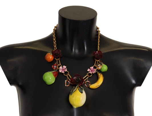 Elegante collar dorado con fruta siciliana
