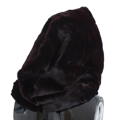 Bufanda exclusiva con capucha de piel de comadreja morada
