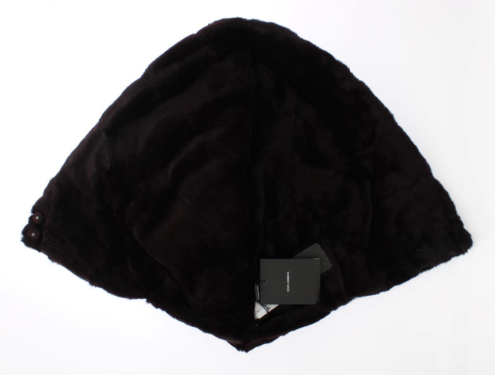 Bufanda exclusiva con capucha de piel de comadreja morada