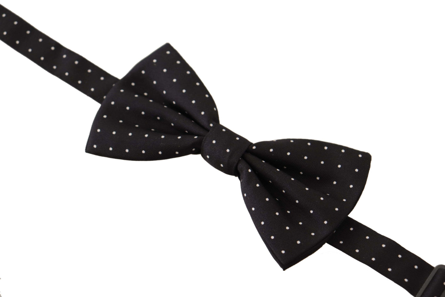 Elegante pajarita de seda negra con lunares