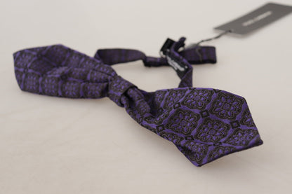 Elegante pajarita de seda geométrica azul