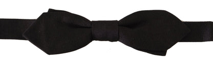 Black Solid 100% Silk Adjustable Neck Papillon Tie