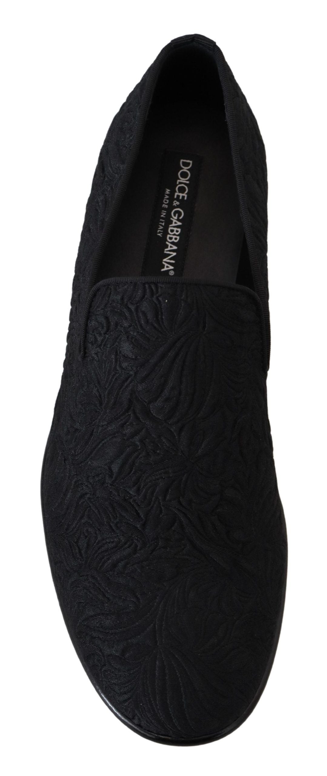 Elegantes mocasines negros de jacquard sin cordones