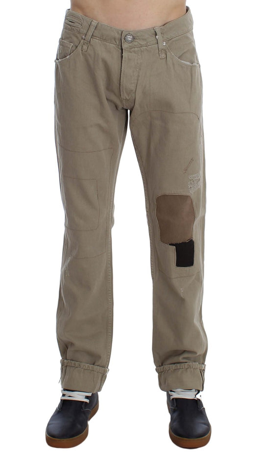 Vaqueros rectos de algodón beige para hombre