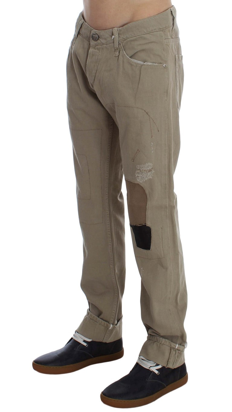 Vaqueros rectos de algodón beige para hombre