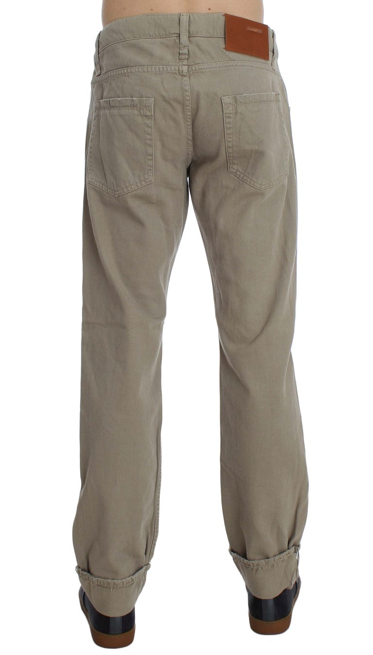 Vaqueros rectos de algodón beige para hombre