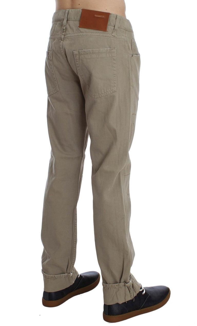 Vaqueros rectos de algodón beige para hombre