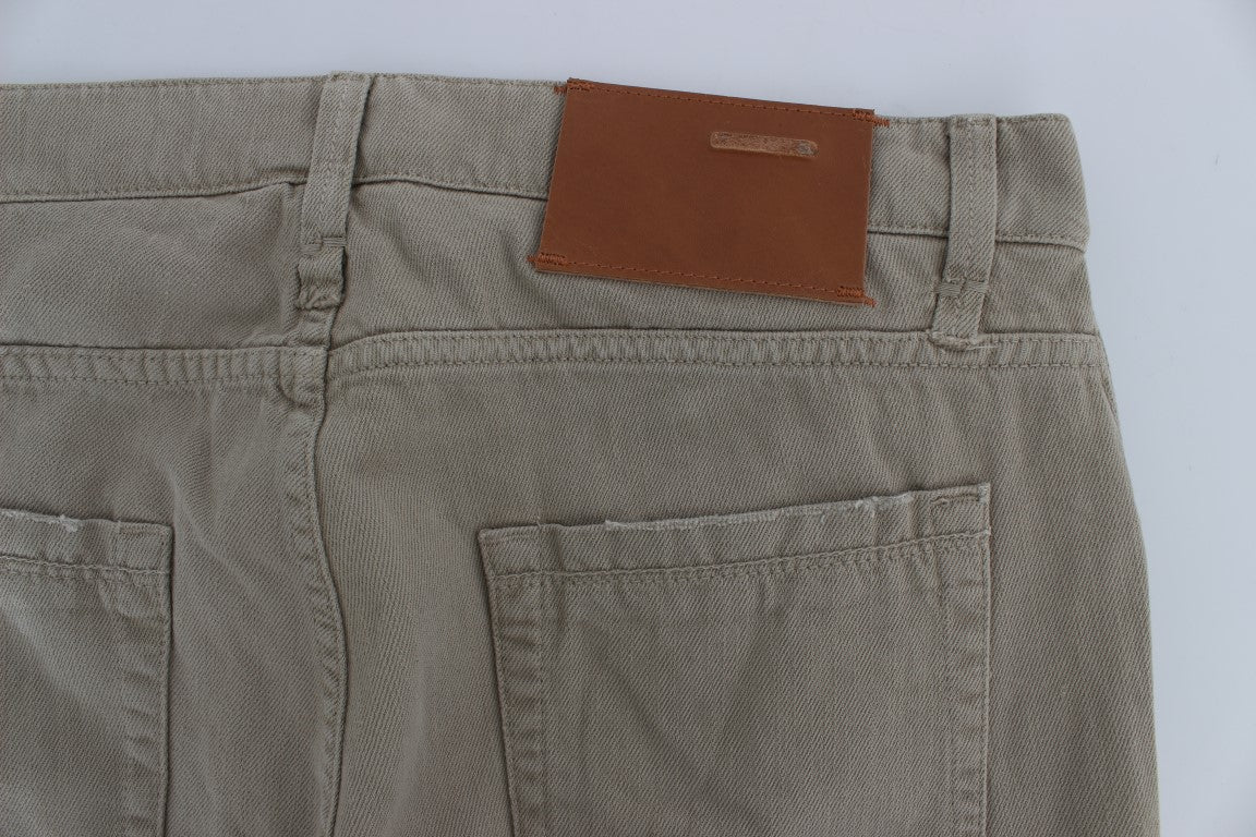 Vaqueros rectos de algodón beige para hombre