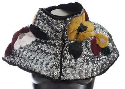 Elegante bufanda de piel con lentejuelas florales