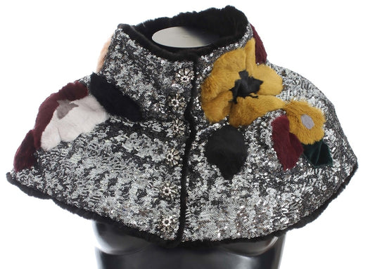 Elegante bufanda de piel con lentejuelas florales