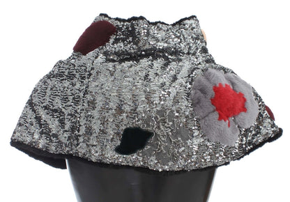 Elegante bufanda de piel con lentejuelas florales