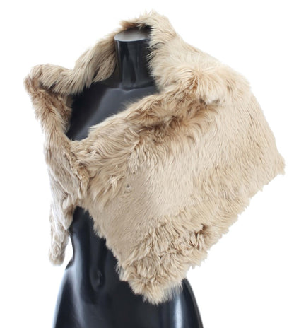 Elegante chal de piel de alpaca en color beige