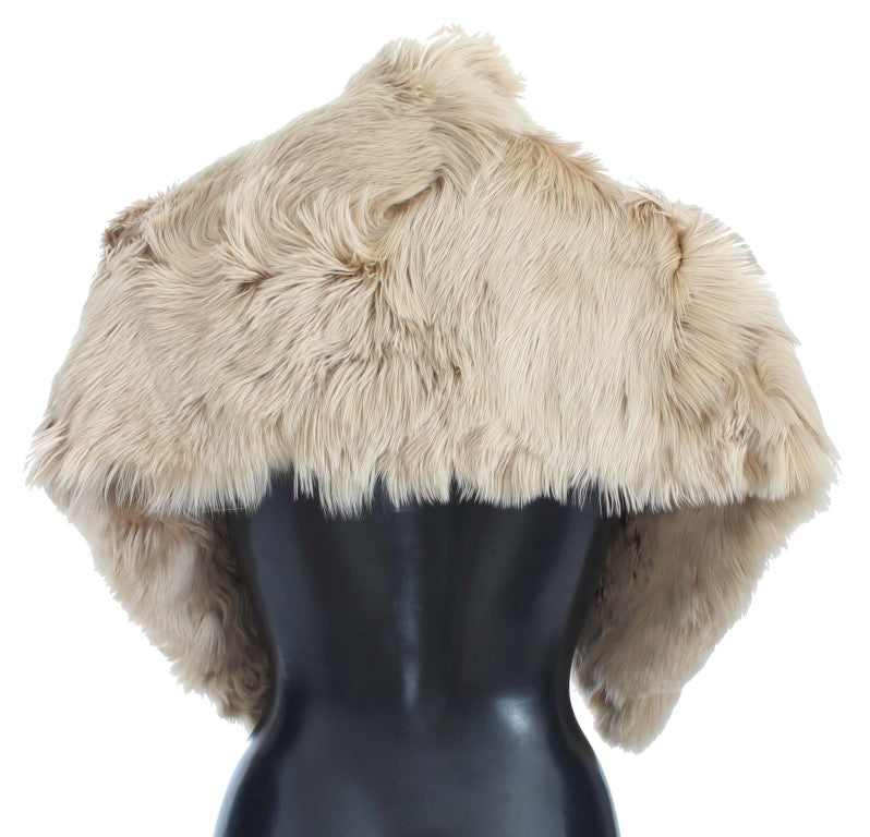 Elegante chal de piel de alpaca en color beige