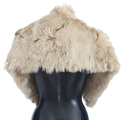 Elegante chal de piel de alpaca en color beige