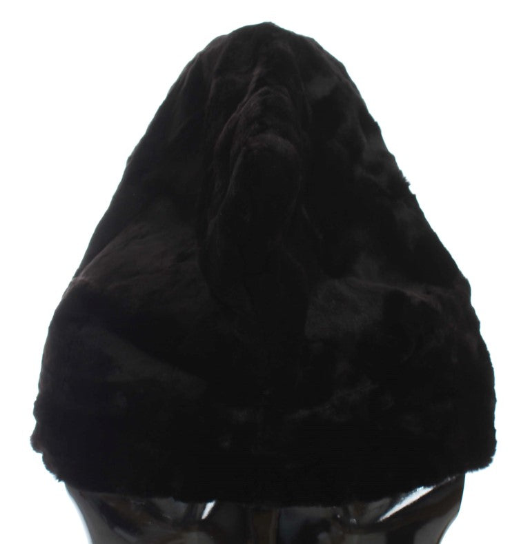 Bufanda elegante con capucha de piel de comadreja negra