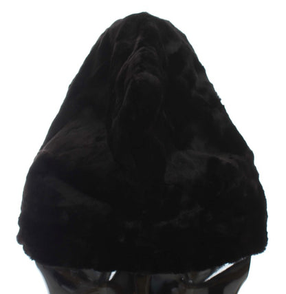 Bufanda elegante con capucha de piel de comadreja negra