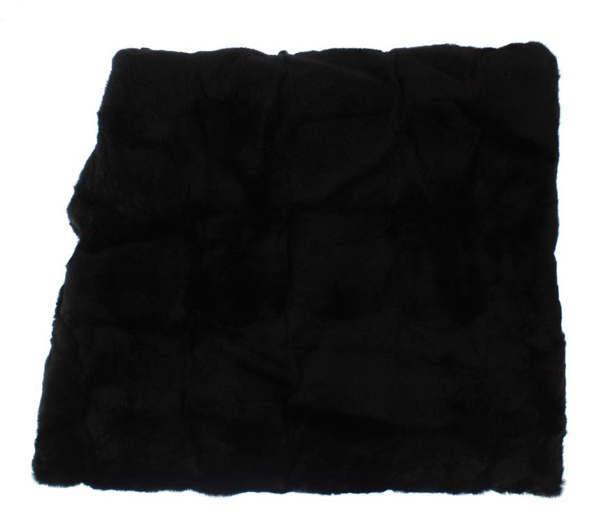 Bufanda elegante con capucha de piel de comadreja negra
