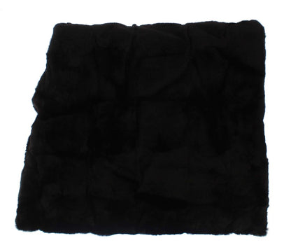 Bufanda elegante con capucha de piel de comadreja negra