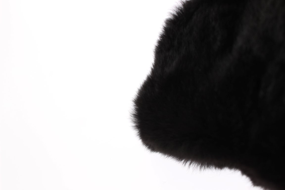 Bufanda elegante con capucha de piel de comadreja negra