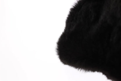 Bufanda elegante con capucha de piel de comadreja negra