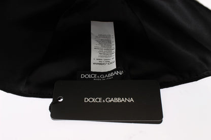 Elegante sombrero cloche de lana con estampado floral negro
