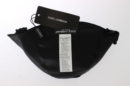 Elegante sombrero cloche negro adornado con cristales