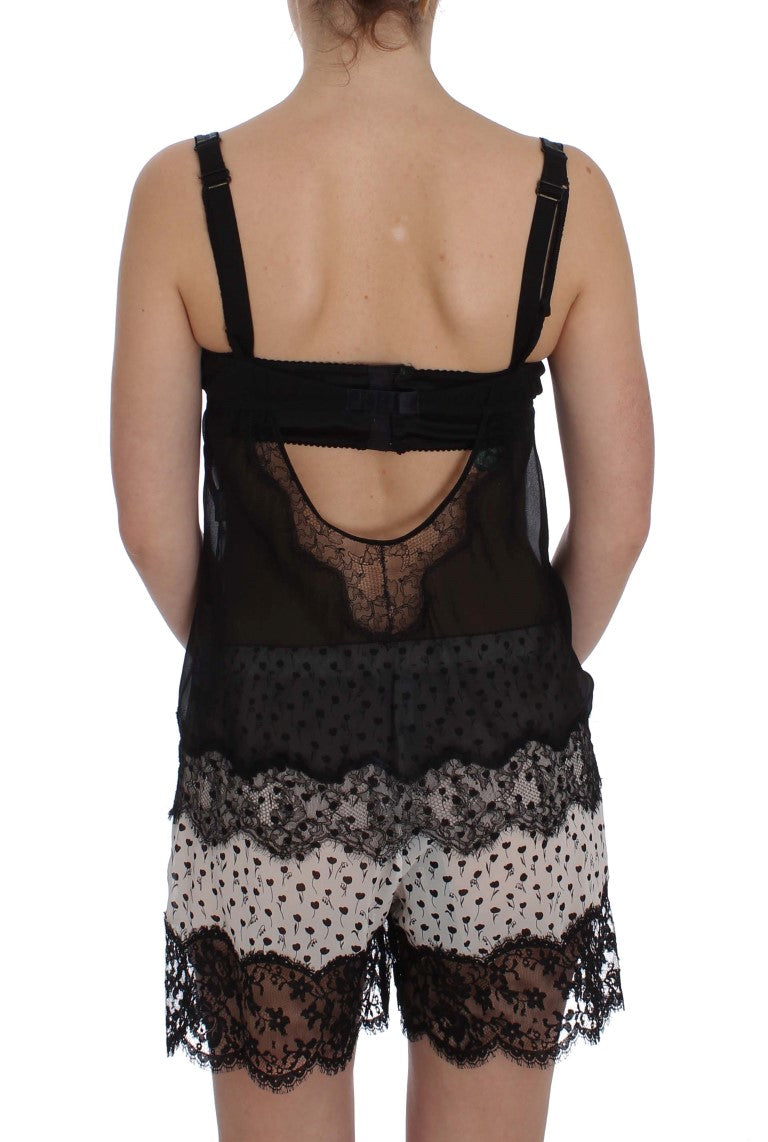 Elegante camisón babydoll de seda con encaje floral