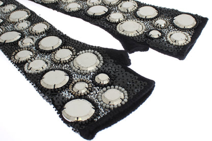 Guantes sin dedos de cachemira adornados con lentejuelas