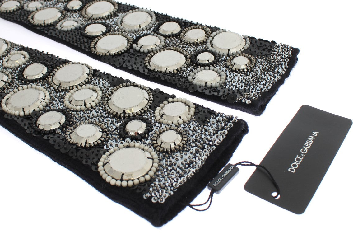 Guantes sin dedos de cachemira adornados con lentejuelas